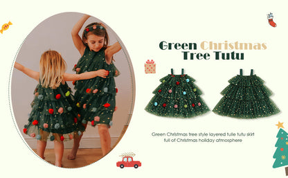 🎄✨Girls Christmas Dress Star Sequin Multi-layer Tulle🎅