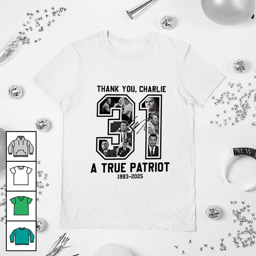RIP Charlie Kirk a true patriot 1993 2025 thank you signature memorial shirt