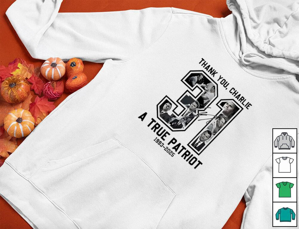 RIP Charlie Kirk a true patriot 1993 2025 thank you signature memorial shirt