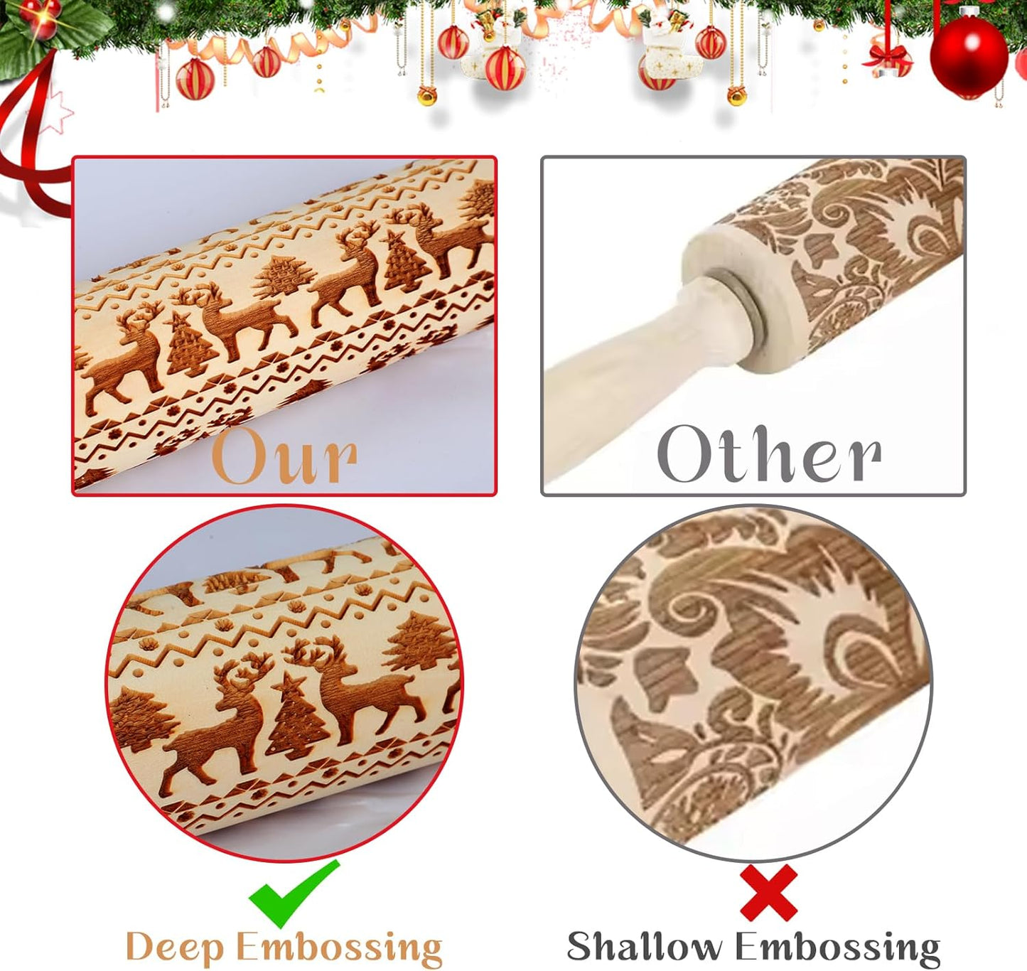 🎄 Christmas Rolling Pin – Bake Memories Together