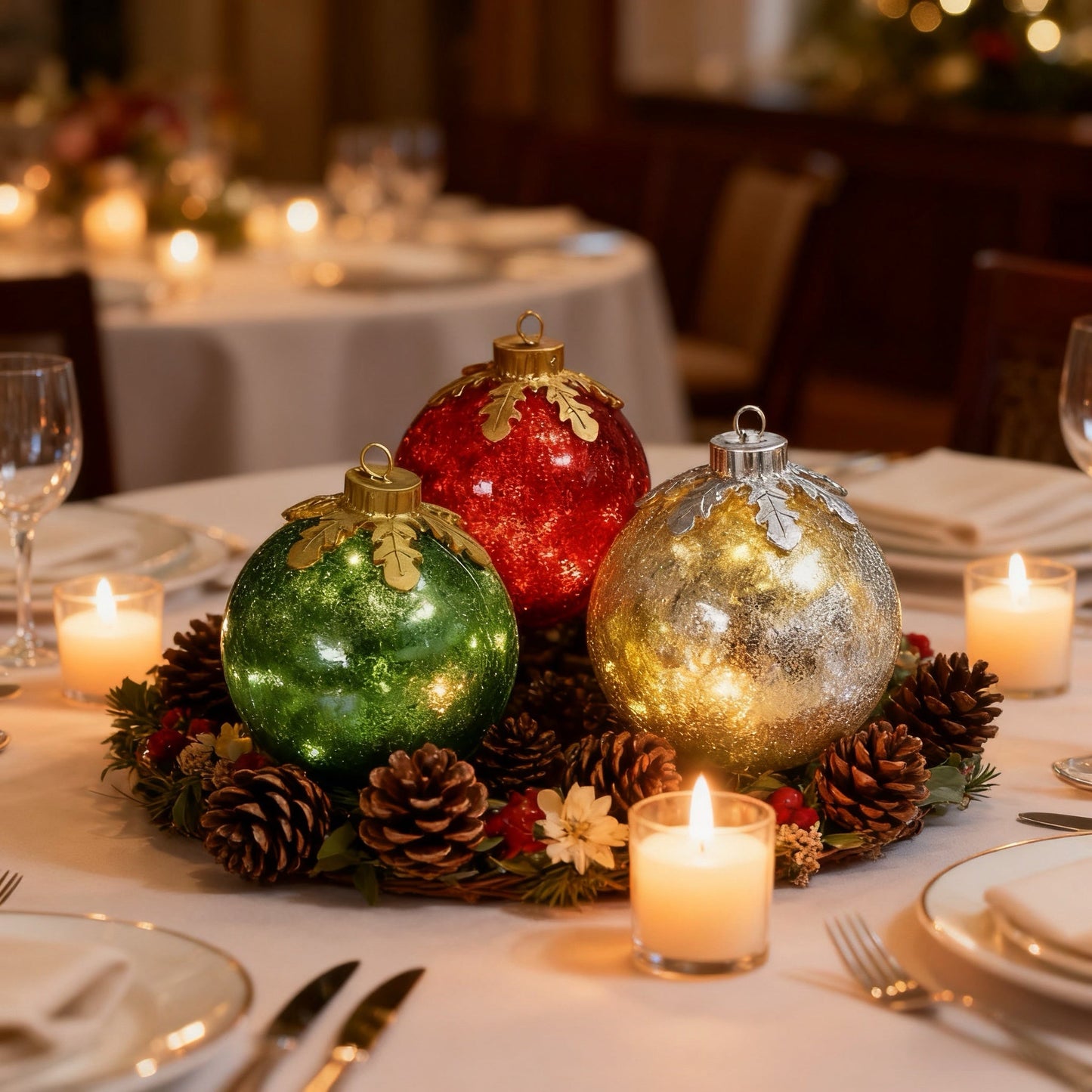 🎅Glass tabletop Christmas decorations [3 pieces]🔔🎁