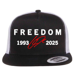 Freedom Red Signature 1993-2025 Charlie Kirk Tribute Faith Christian Truth Rest In Peace RIP Flat Bill Trucker Hat Baseball Cap
