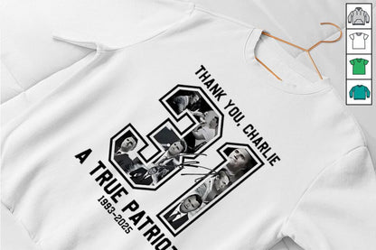 RIP Charlie Kirk a true patriot 1993 2025 thank you signature memorial shirt