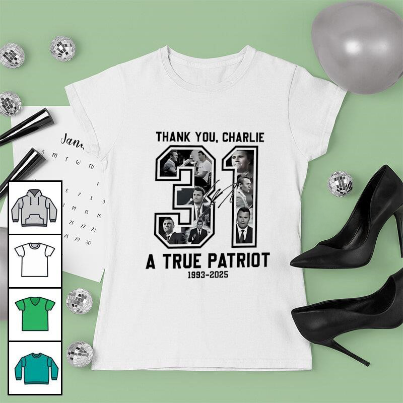 RIP Charlie Kirk a true patriot 1993 2025 thank you signature memorial shirt