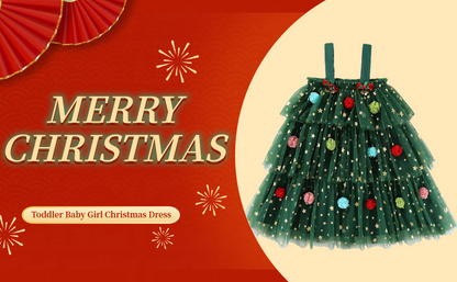 🎄✨Girls Christmas Dress Star Sequin Multi-layer Tulle🎅