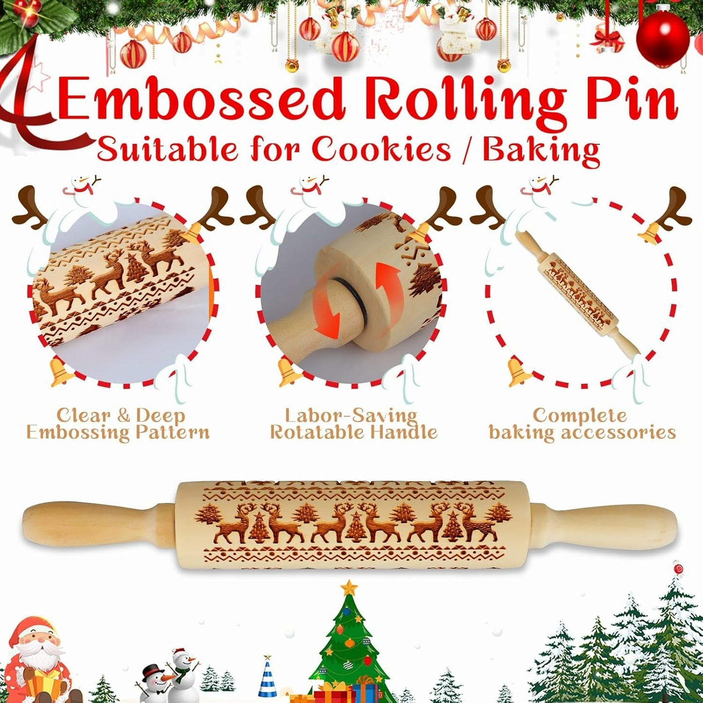 🎄 Christmas Rolling Pin – Bake Memories Together