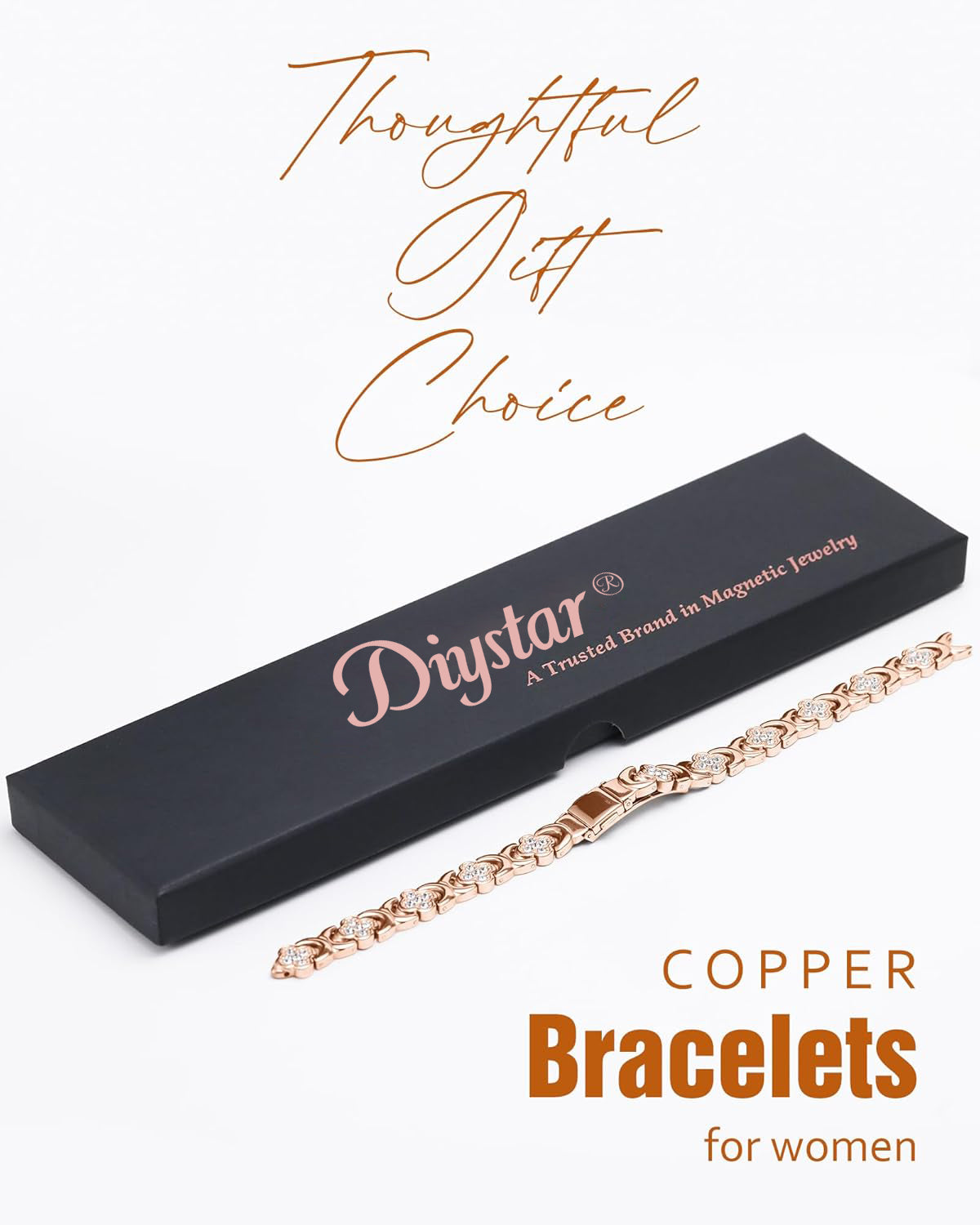 Diystar® Copper Bracelets for Women. Pure Copper Magnetic Bracelet with 3800 Gauss Effective Magnets