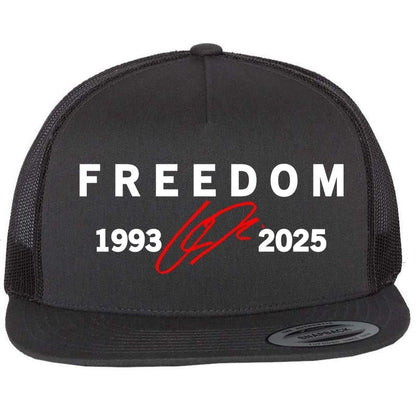 Freedom Red Signature 1993-2025 Charlie Kirk Tribute Faith Christian Truth Rest In Peace RIP Flat Bill Trucker Hat Baseball Cap