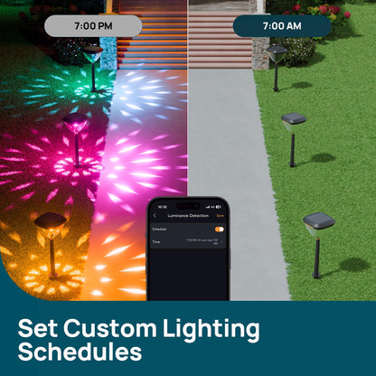 Smart solar path lights, color-changing landscape lighting