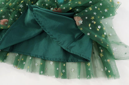 🎄✨Girls Christmas Dress Star Sequin Multi-layer Tulle🎅