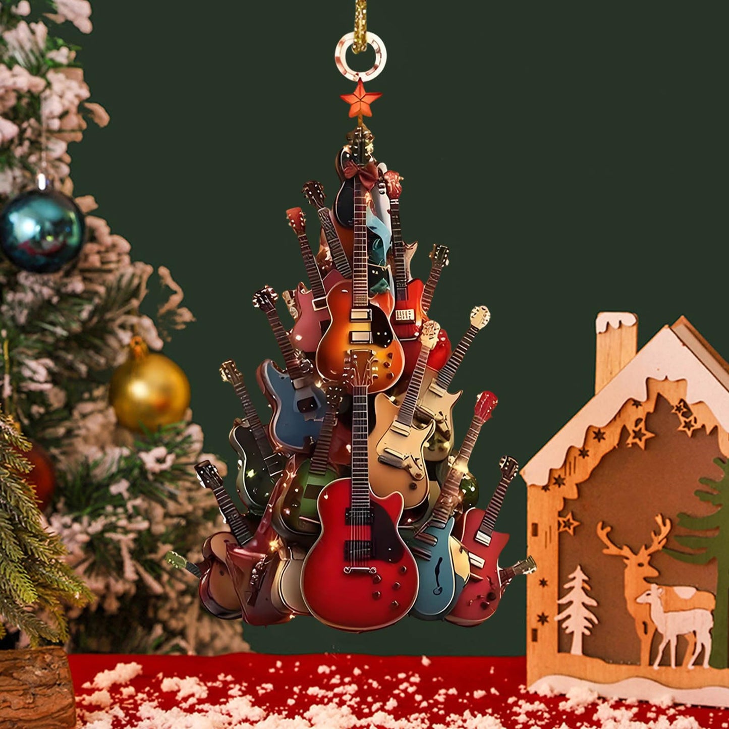 Rockin' Around The Guitar Christmas Tree Ornament
