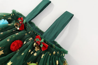 🎄✨Girls Christmas Dress Star Sequin Multi-layer Tulle🎅