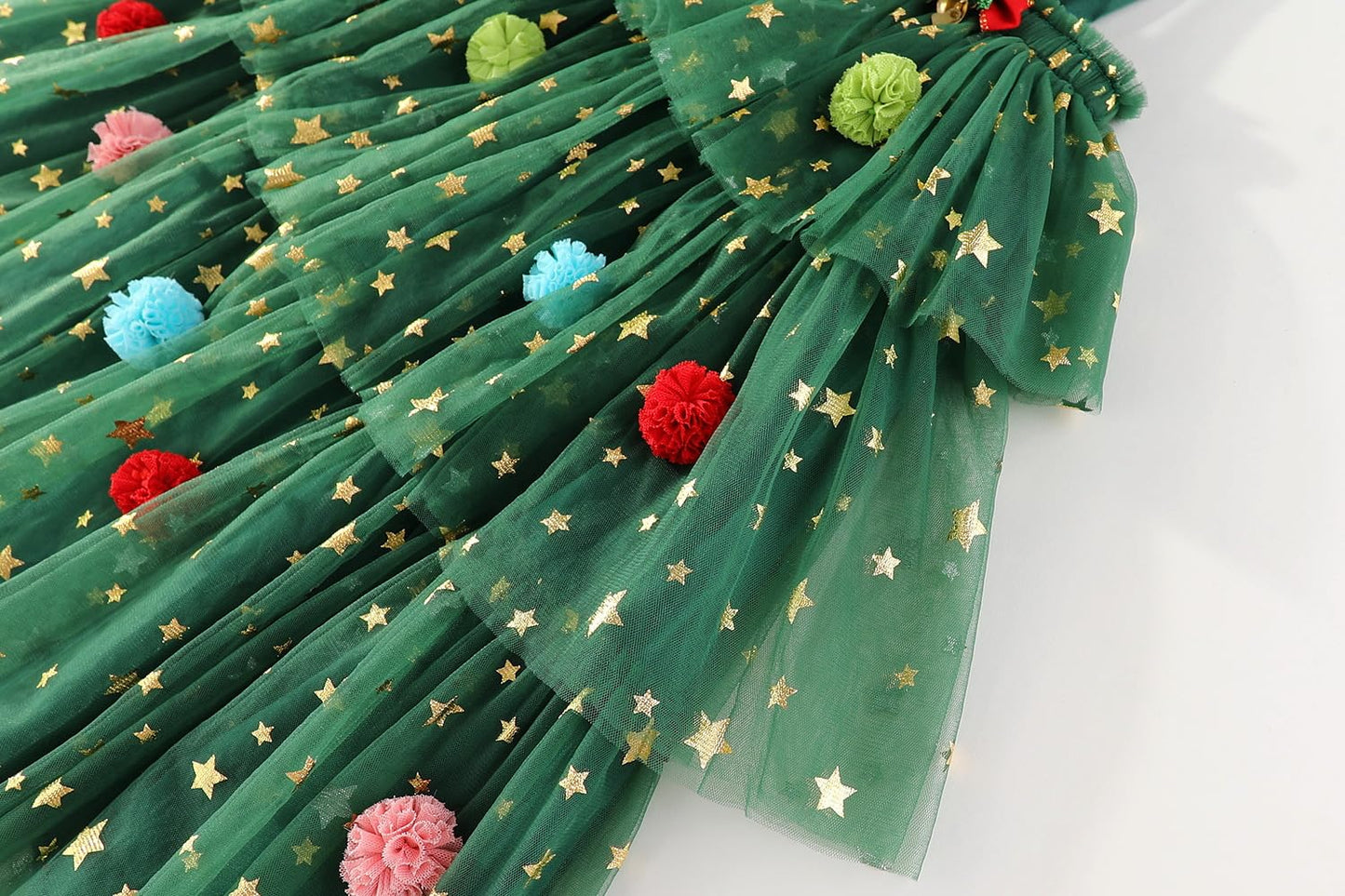 🎄✨Girls Christmas Dress Star Sequin Multi-layer Tulle🎅