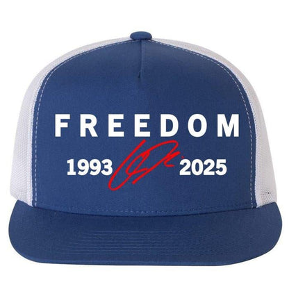Freedom Red Signature 1993-2025 Charlie Kirk Tribute Faith Christian Truth Rest In Peace RIP Flat Bill Trucker Hat Baseball Cap