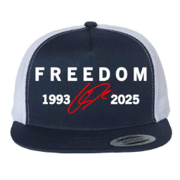Freedom Red Signature 1993-2025 Charlie Kirk Tribute Faith Christian Truth Rest In Peace RIP Flat Bill Trucker Hat Baseball Cap