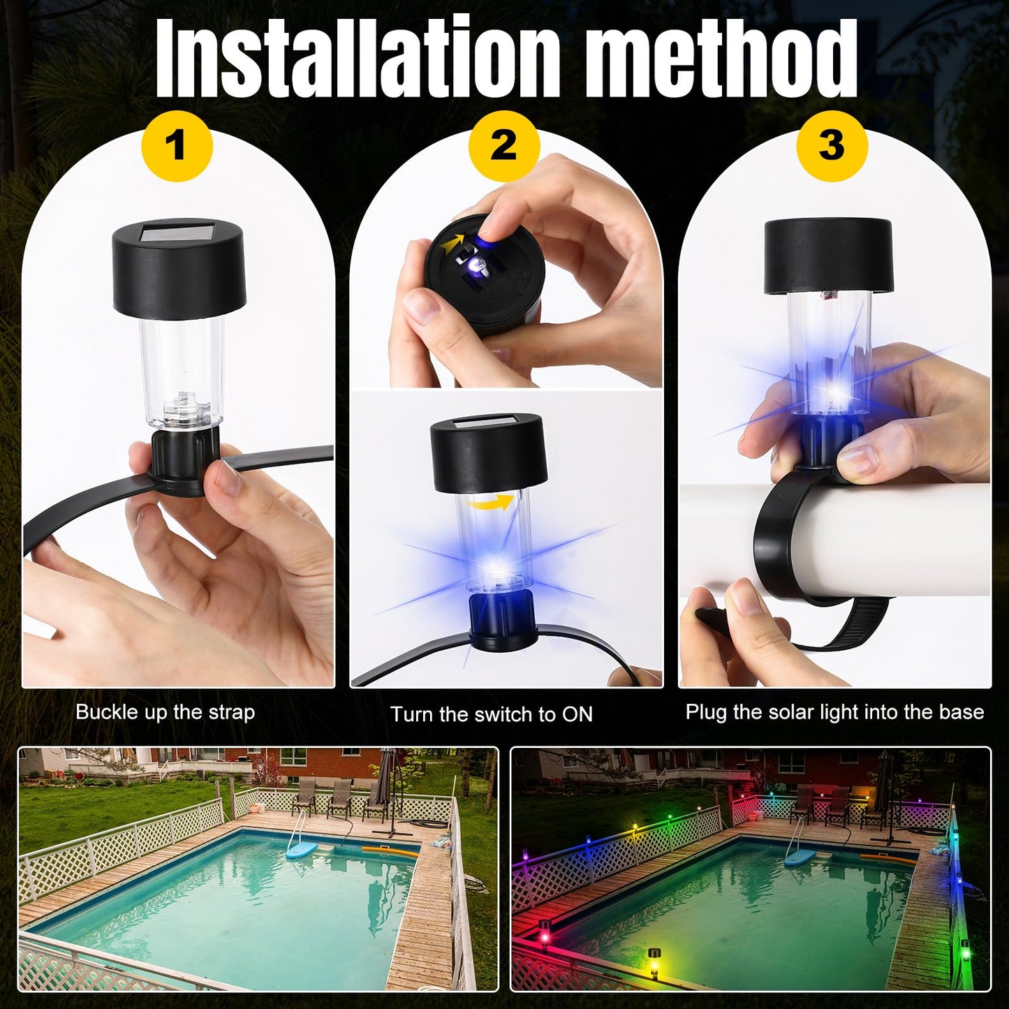 Solar Tie Lights with Clips - for Lawn, Garden, Yard, Outdoor Wedding Decoration & Ambient Landscape Lighting