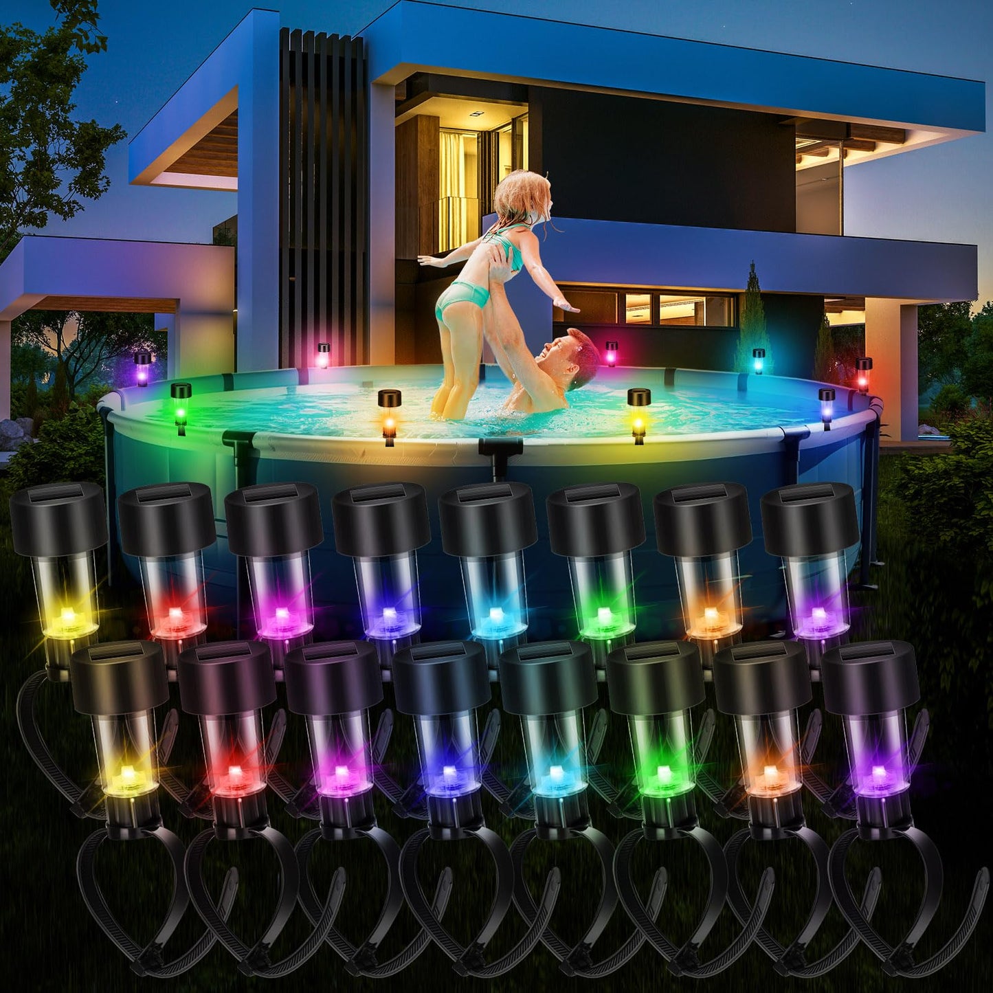 Solar Tie Lights with Clips - for Lawn, Garden, Yard, Outdoor Wedding Decoration & Ambient Landscape Lighting