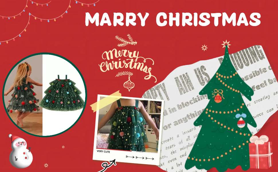 🎄✨Girls Christmas Dress Star Sequin Multi-layer Tulle🎅