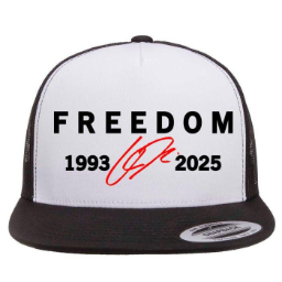 Freedom Red Signature 1993-2025 Charlie Kirk Tribute Faith Christian Truth Rest In Peace RIP Flat Bill Trucker Hat Baseball Cap