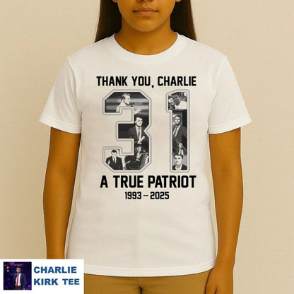 RIP Charlie Kirk a true patriot 1993 2025 thank you signature memorial shirt