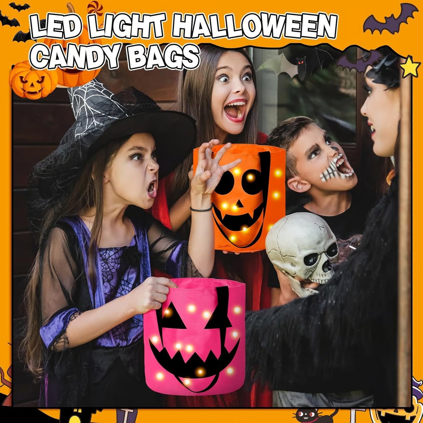 🎃Halloween Candy Bucket with LED Lights