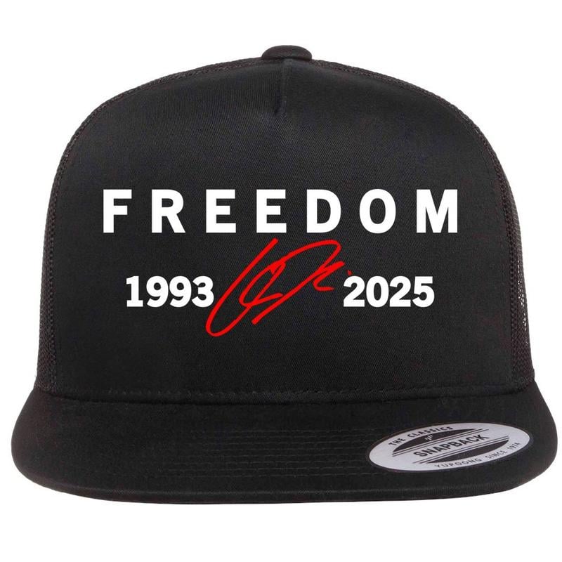 Freedom Red Signature 1993-2025 Charlie Kirk Tribute Faith Christian Truth Rest In Peace RIP Flat Bill Trucker Hat Baseball Cap