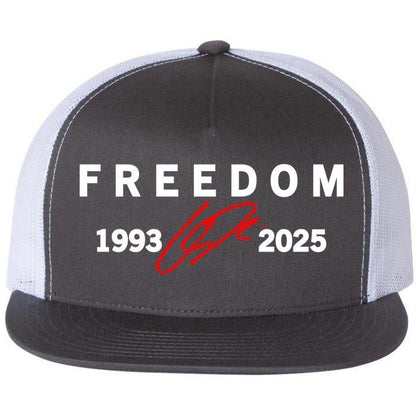Freedom Red Signature 1993-2025 Charlie Kirk Tribute Faith Christian Truth Rest In Peace RIP Flat Bill Trucker Hat Baseball Cap