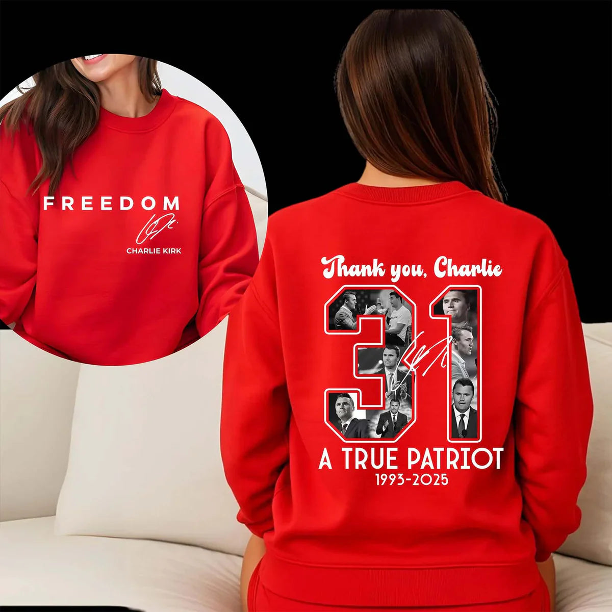 Thanks Charlie 31 True Patriot 1993-2025 Red Shirt