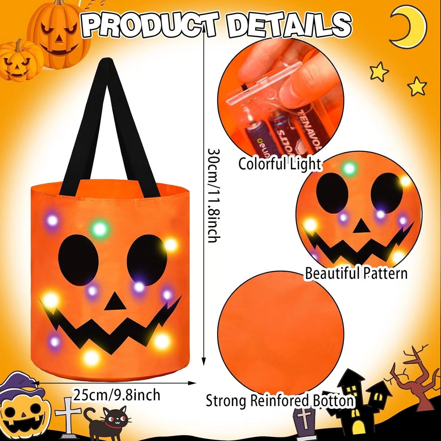 🎃Halloween Candy Bucket with LED Lights